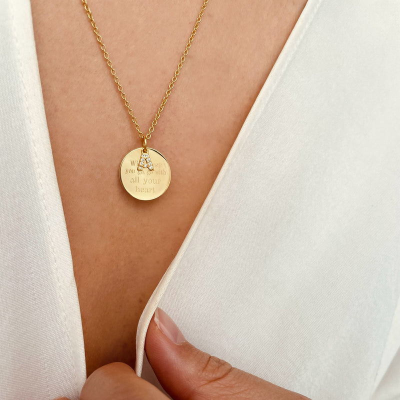 Collana Dot Lettera Lux con Incisione Personalizzata in Argento 925